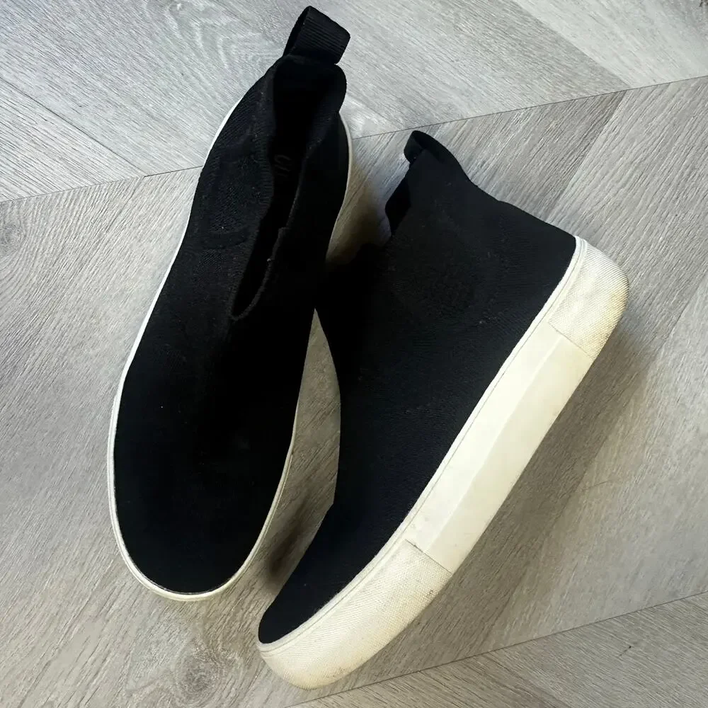Cushionaire Shoes Ruby Black Pull On Knit Sock Sneaker High Top Women's 8 8M